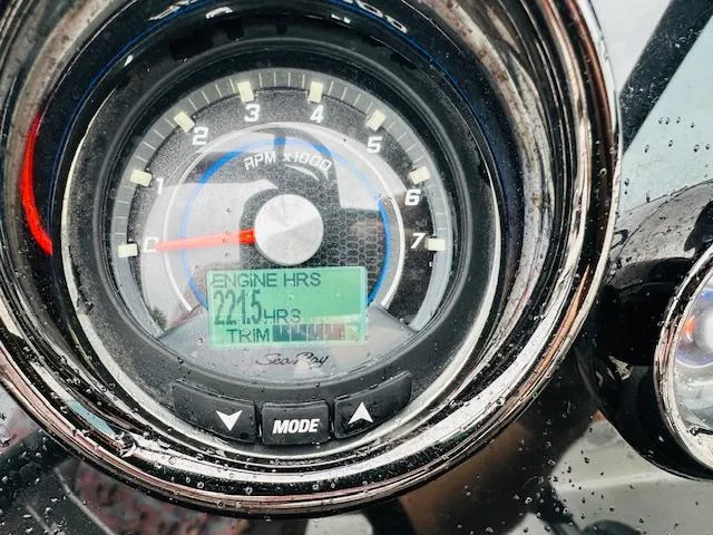 Slide: The Image of Close-up of 2018 Sea Ray 270 SDX engine hour meter showing 221.5 hours. - 26