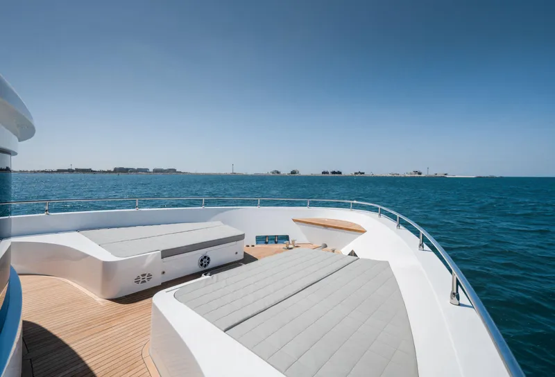 Slide: The Image of Luxurious Nomad 75 SUV yacht deck with ocean view, 2025 model. - 29