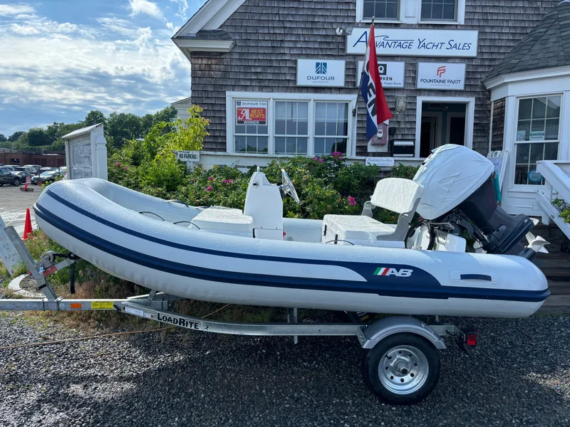 Slide: The Image of 2024 AB Inflatables Mares 12 VSX boat on trailer outside Advantage Yacht Sales. - 1