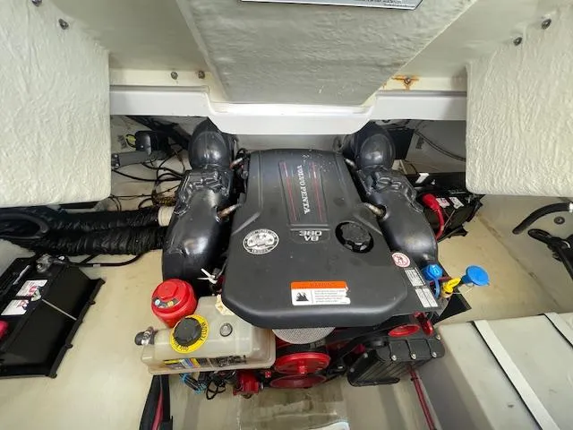 Slide: The Image of 2020 Regal 2800 boat engine compartment with Volvo Penta V8 engine. - 43