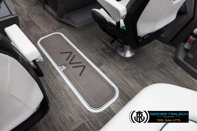 Slide: The Image of Interior of 2024 Avalon Excalibur VRB boat with luxury seating and flooring. - 10