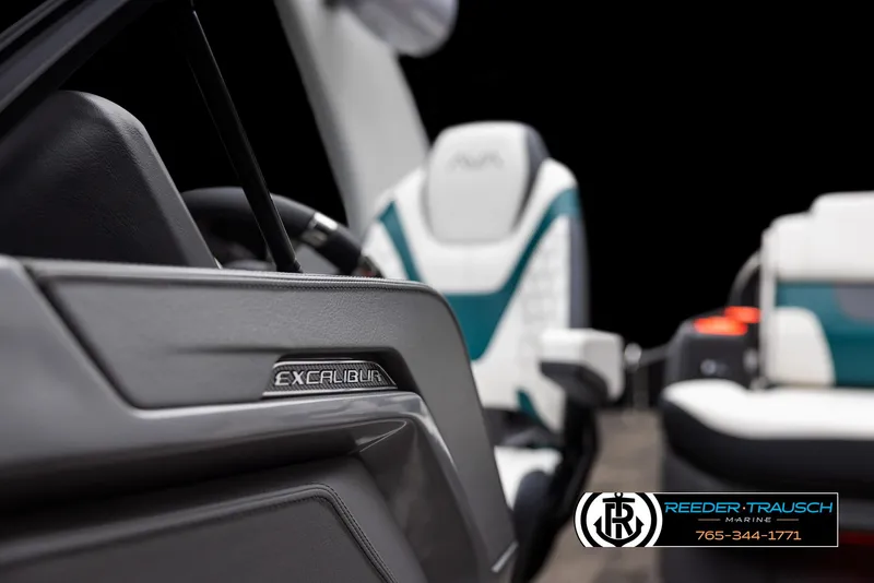 Slide: The Image of 2024 Avalon Excalibur VRB interior with logo and seating details. - 15