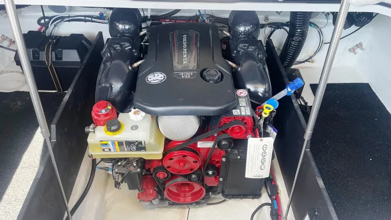 Slide: The Image of 2024 Regal LS9 engine compartment featuring a Volvo Penta 430 V8 engine. - 20