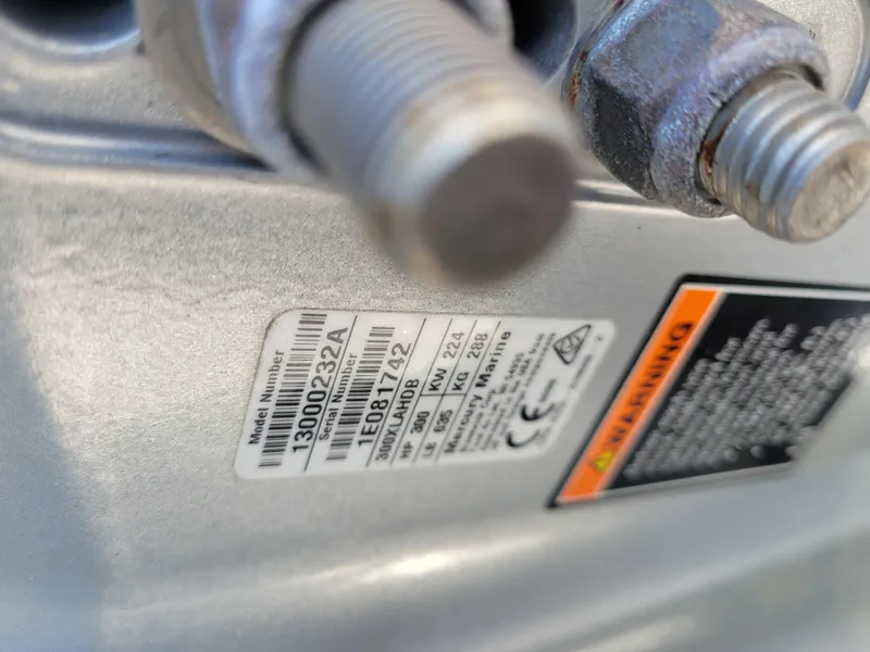 Slide: The Image of Close-up of Turner Boatworks 2500 VS 2022 model number and warning label. - 8