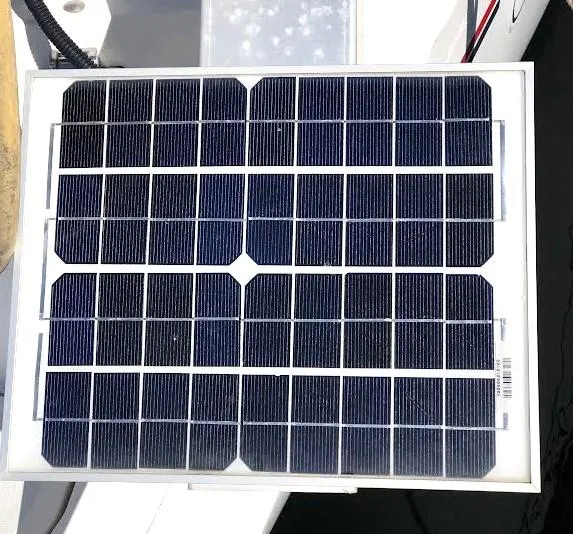 Slide: The Image of Solar panel on a 1990 Hunter Vision 32 boat deck. - 27
