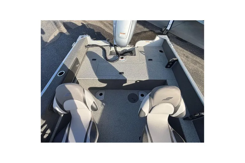 Slide: The Image of 2024 Starweld 16 Fusion SC Pro boat interior with seating and storage compartments. - 7