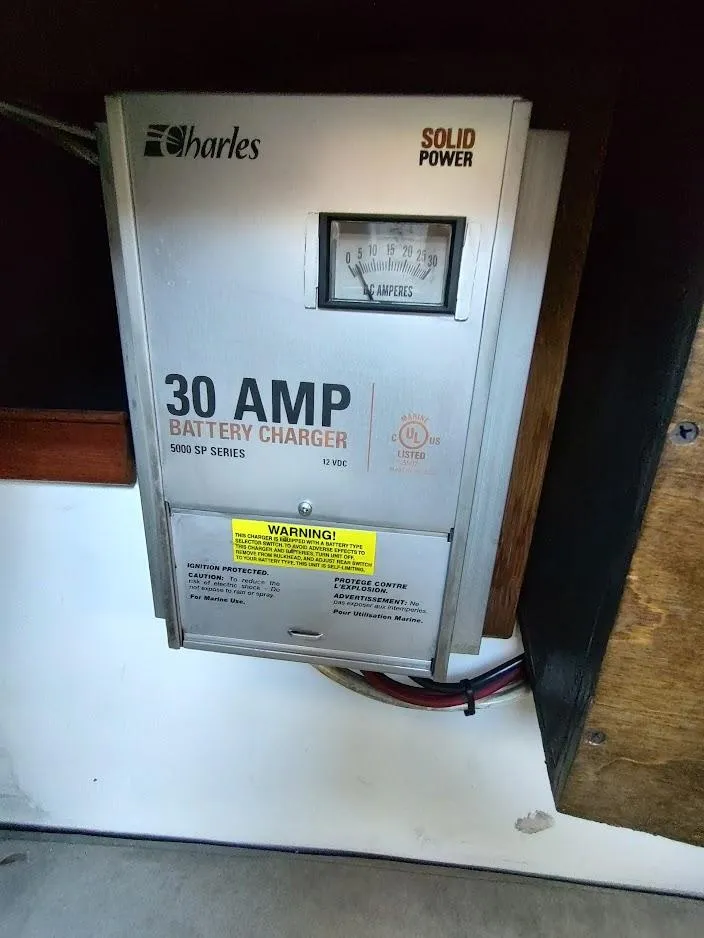 Slide: The Image of Charles 30 AMP battery charger, 5000 SP series, installed on 1979 Endeavour 32. - 46