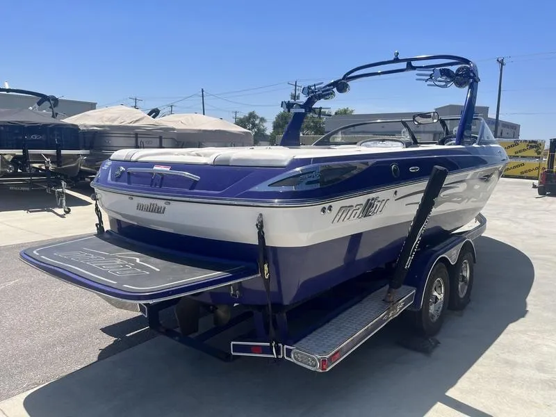 Slide: The Image of 2007 Malibu 247 LSV boat on trailer, rear view. - 3