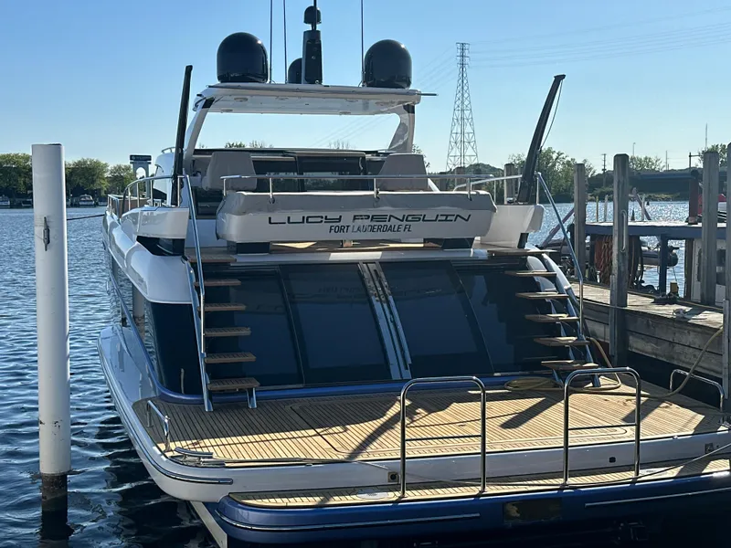 Slide: The Image of Luxury yacht Van der Valk BeachClub 600, 2019 model, docked at marina. - 27