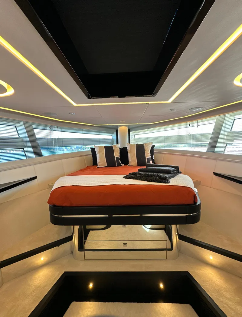 Slide: The Image of Luxurious interior of 2019 Van der Valk BeachClub 600 yacht with modern design and ambient lighting. - 5