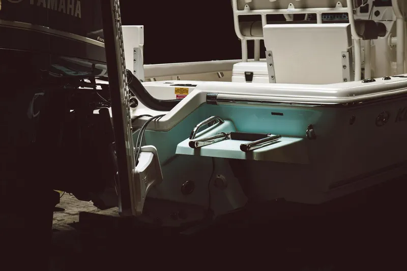 Slide: The Image of 2023 Key West 250 Bay Reef boat stern with Yamaha outboard motor. - 24