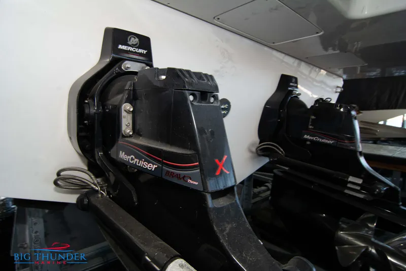 Slide: The Image of 2022 Monterey 378 SS boat with MerCruiser Bravo Three engines. - 6