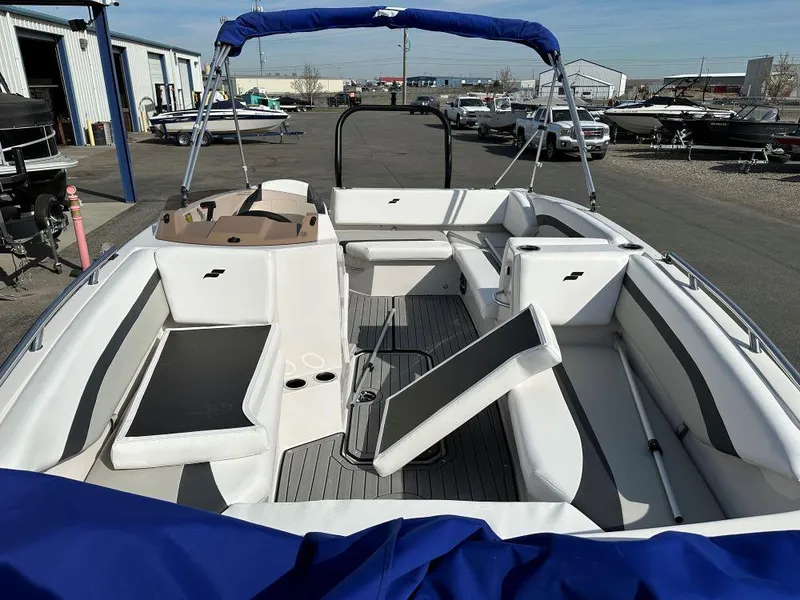 Slide: The Image of 2024 Starcraft SVX 171 OB boat interior with seating and storage compartments. - 4