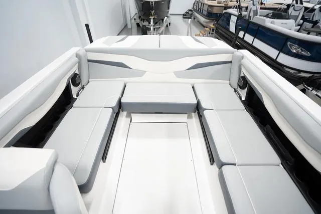Slide: The Image of 2024 Axis Wake Research T220-R boat interior with spacious seating. - 10