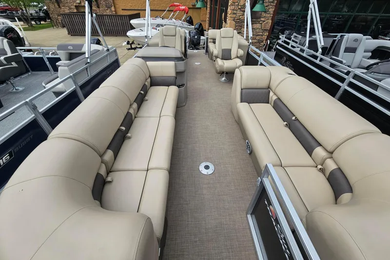 Slide: The Image of 2024 Sun Tracker Party Barge 24 DLX with spacious seating and modern design. - 60