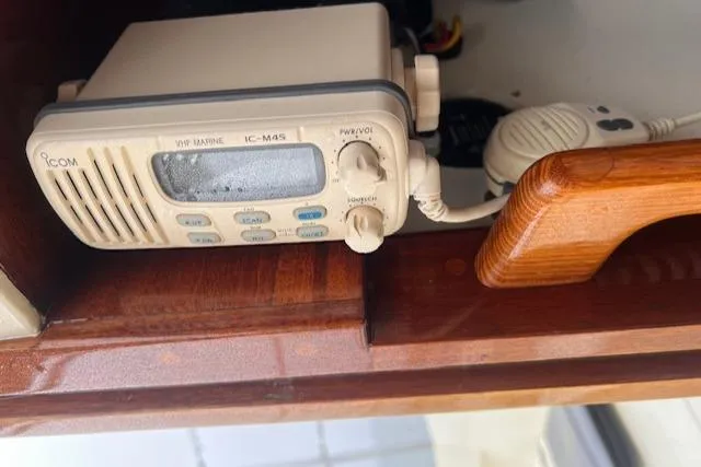 Slide: The Image of VHF marine radio on a 2000 Custom Tumbleweed/Tony Skidmore 36 Fin Keel Cutter. - 21