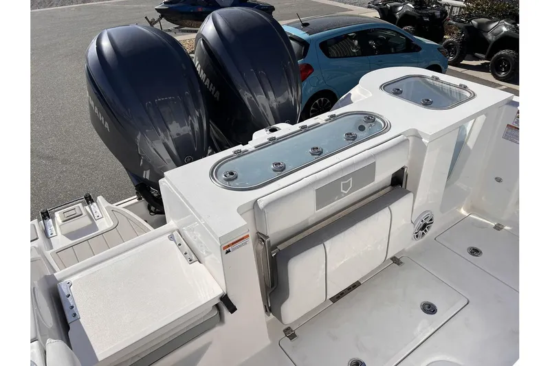 Slide: The Image of 2024 Sea Fox 288 Commander boat with dual Yamaha engines and fishing station. - 6