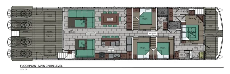 Slide: The Image of Floor plan of Adonia Omega Trip #3 main cabin level. - 4