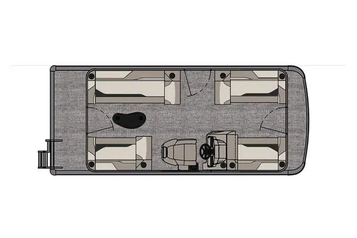 Slide: The Image of 2024 Avalon Venture Quad Lounge Tritoon floor plan, featuring spacious seating and helm layout. - 13