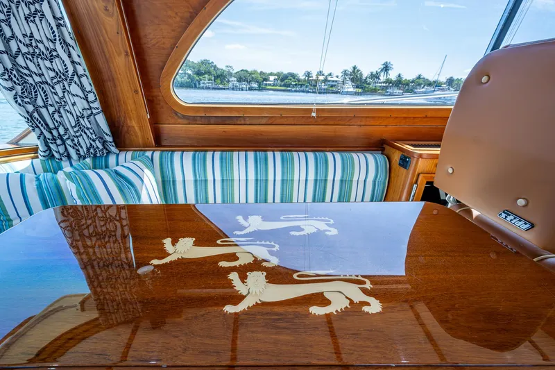 Slide: The Image of Luxurious interior of 2008 Hinckley Talaria 44 FB yacht with elegant wood detailing. - 21