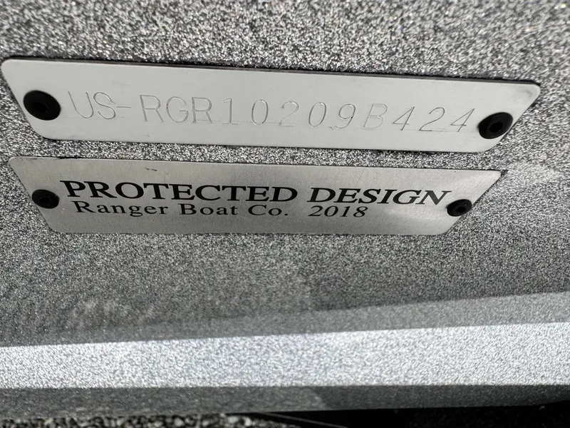Slide: The Image of 2024 Ranger Z519C boat identification and protected design plates. - 4