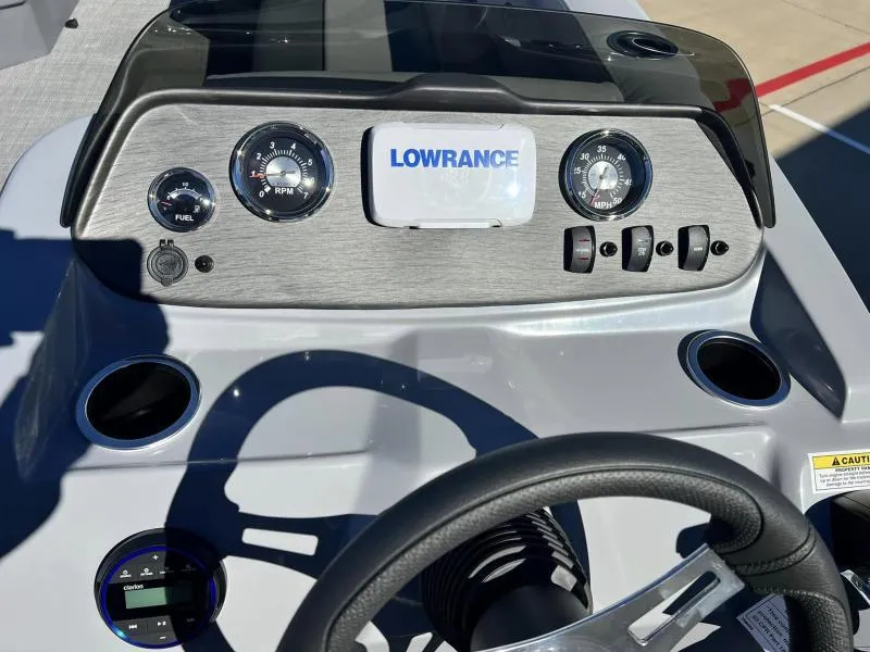 Slide: The Image of Dashboard of 2024 Veranda VISTA VIEW 22RC boat with Lowrance display and gauges. - 15