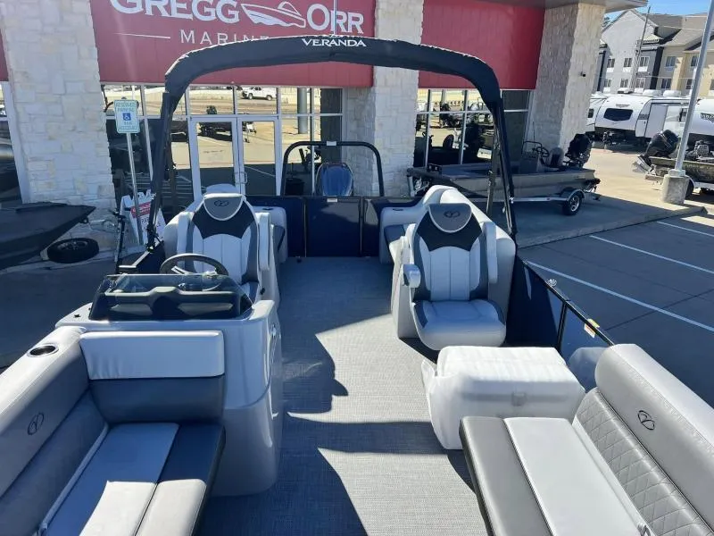Slide: The Image of 2024 Veranda VISTA VIEW 22RC pontoon boat interior at dealership. - 5