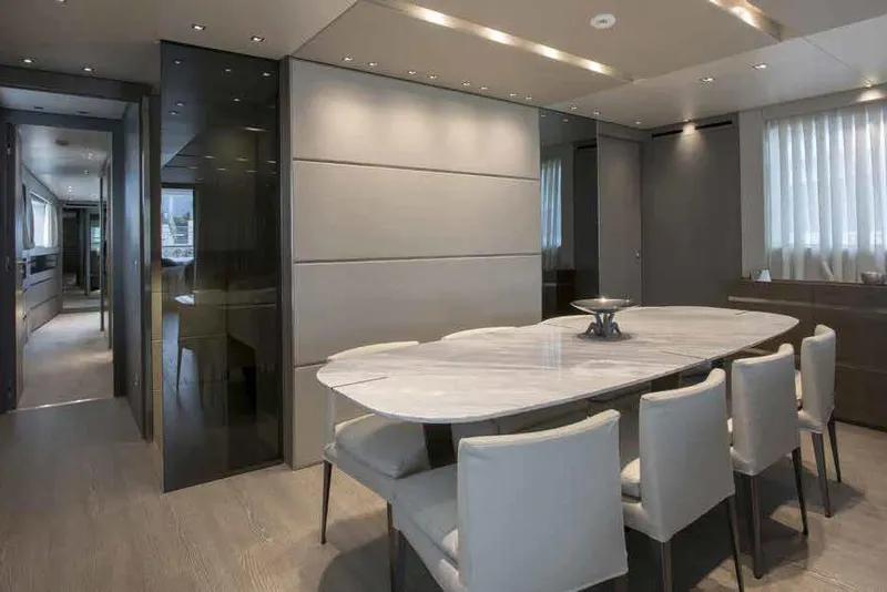 Slide: The Image of Modern dining area on 2016 Sanlorenzo SL96 yacht with sleek design and elegant furnishings. - 17