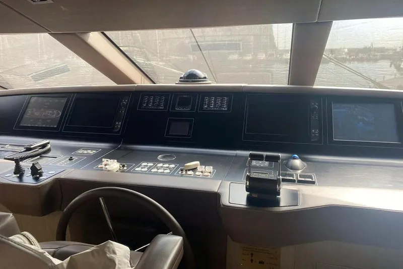 Slide: The Image of Helm station of 2016 Sanlorenzo SL96 yacht with advanced navigation systems. - 19