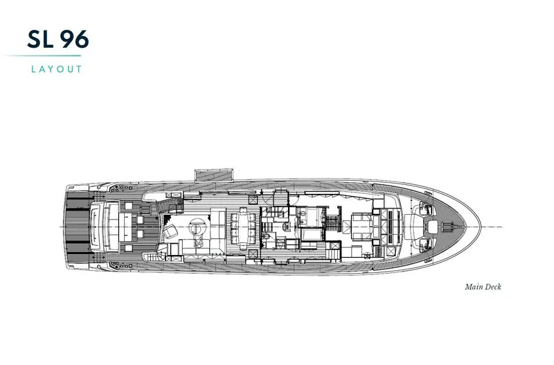 Slide: The Image of 2016 Sanlorenzo SL96 yacht main deck layout blueprint. - 29
