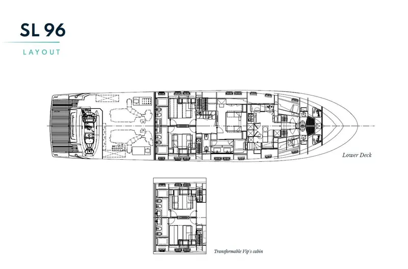 Slide: The Image of Sanlorenzo SL96 2016 yacht lower deck layout blueprint. - 30