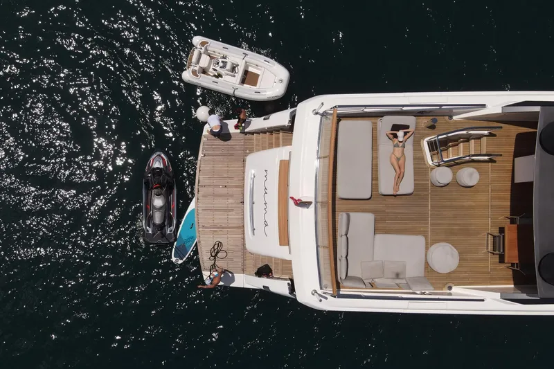 Slide: The Image of Aerial view of 2016 Sanlorenzo SL96 yacht with sunbathing area and watercrafts. - 8