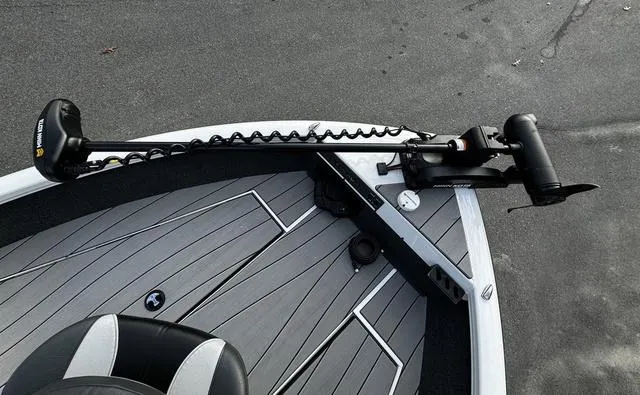 Slide: The Image of 2024 Vexus ADX180 boat deck with trolling motor and seating. - 11