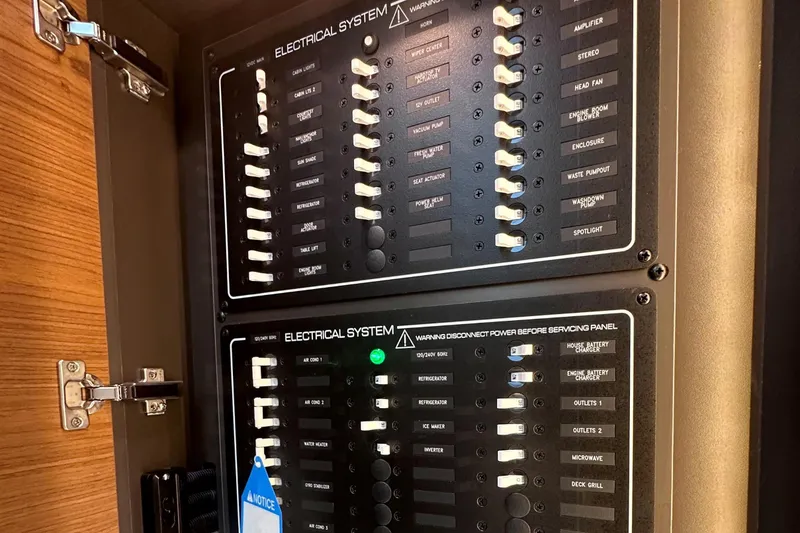 Slide: The Image of Electrical system panel on a 2024 Tiara Yachts 48 LS. - 23