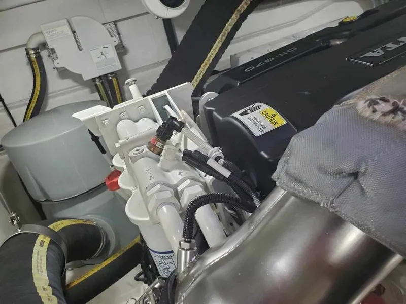 Slide: The Image of Engine compartment of a 2020 Galeon 500 Fly yacht showing detailed components. - 22