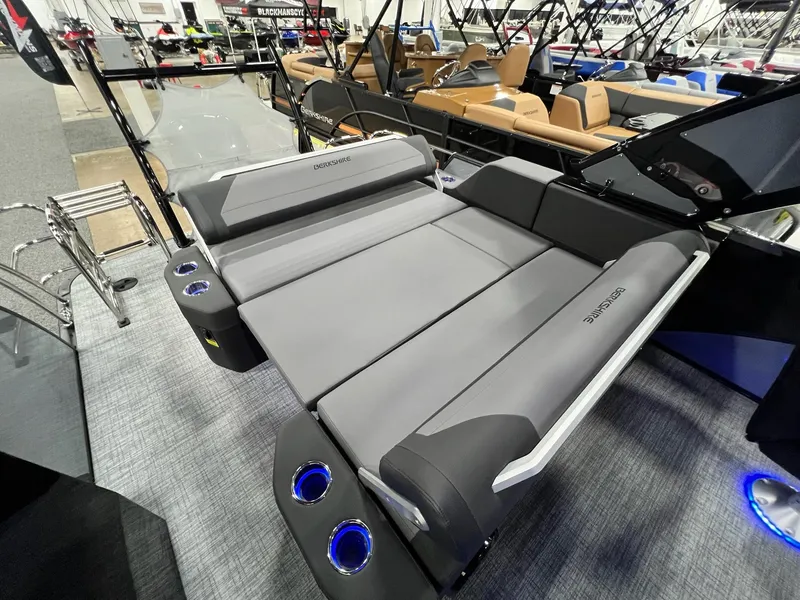 Slide: The Image of 2024 Berkshire 25ULE Roswell Arch STS Tritoon with luxurious seating and modern design. - 35