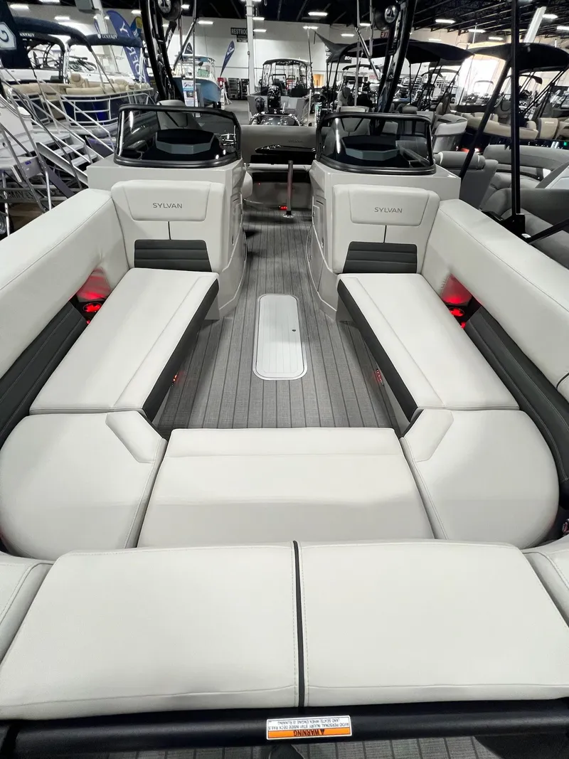 Slide: The Image of 2024 Sylvan G5 CLZ DC Arch Tritoon interior with luxurious seating and modern design. - 39