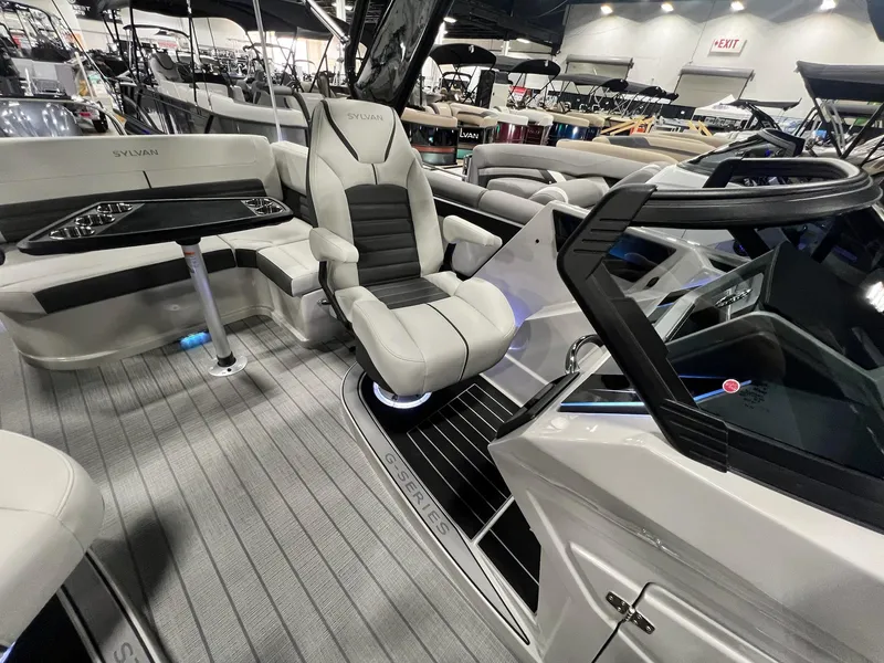 Slide: The Image of 2024 Sylvan G5 CLZ DC Arch Tritoon interior with luxurious seating and modern design. - 43