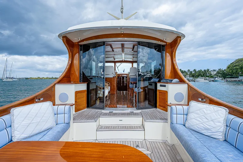 Slide: The Image of 2018 Hinckley Talaria 55 MKII MY yacht with elegant interior and scenic water view. - 17