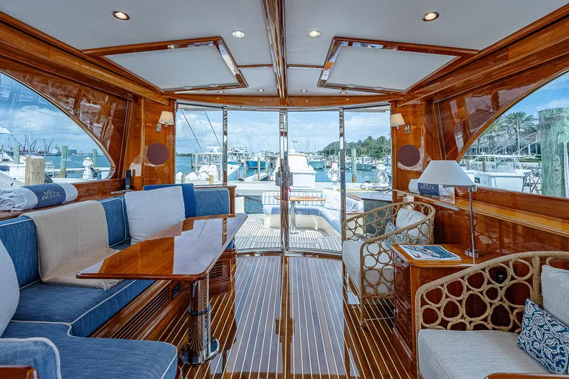 Slide: The Image of Luxurious interior of 2018 Hinckley Talaria 55 MKII MY yacht with elegant wood finishes. - 19