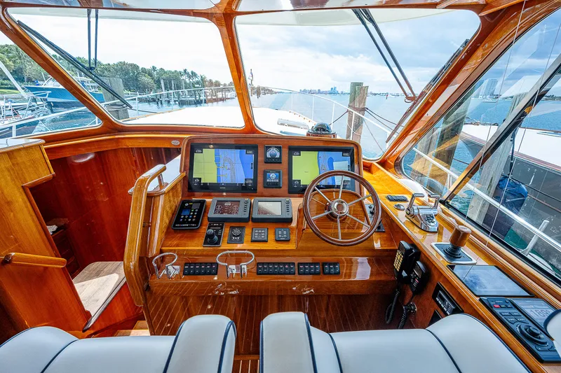 Slide: The Image of Luxurious 2018 Hinckley Talaria 55 MKII MY yacht helm with advanced navigation systems. - 28