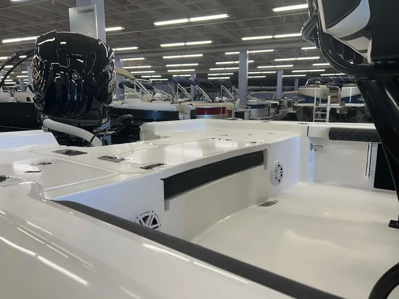 Slide: The Image of 2024 Tidewater 2300 Carolina Bay boat interior at a showroom display. - 8