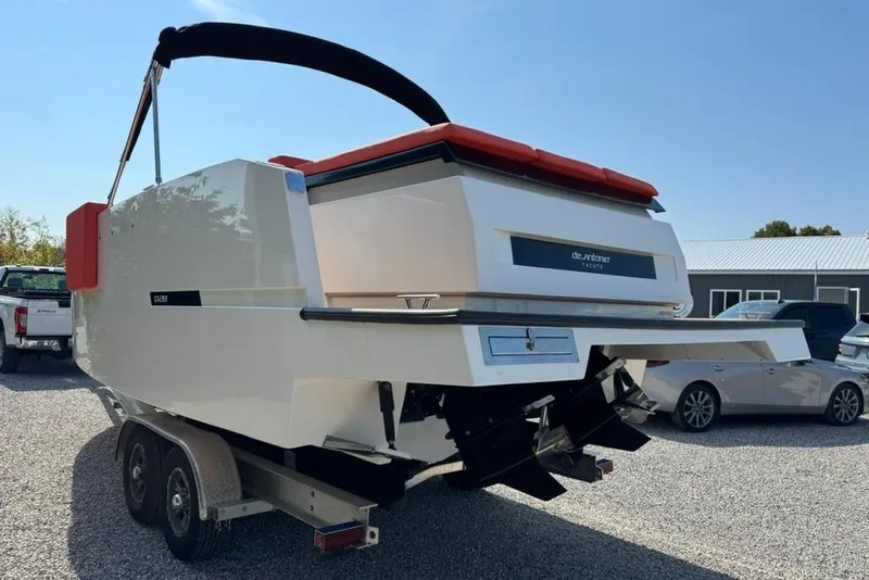 Slide: The Image of 2020 De Antonio Yachts D28 on trailer, rear view, outdoor setting. - 59