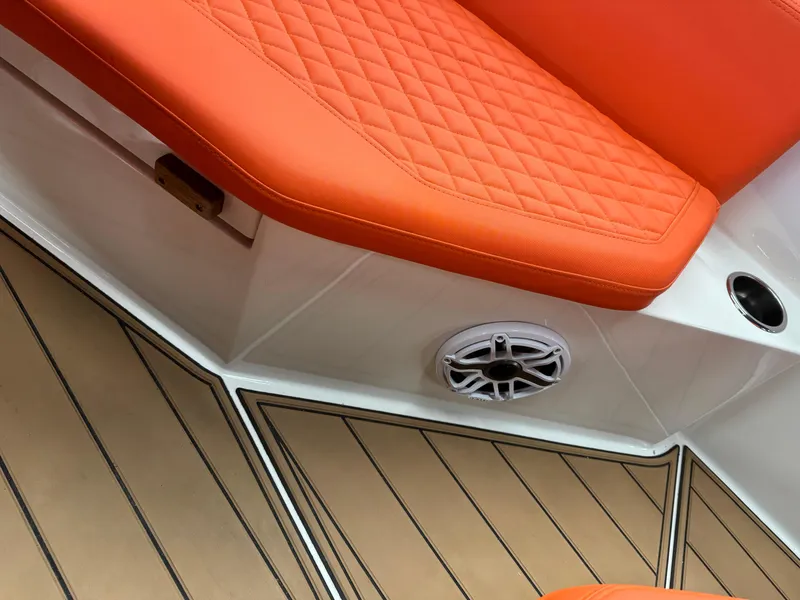 Slide: The Image of Orange seating and teak deck of 2020 De Antonio Yachts D 28. - 8