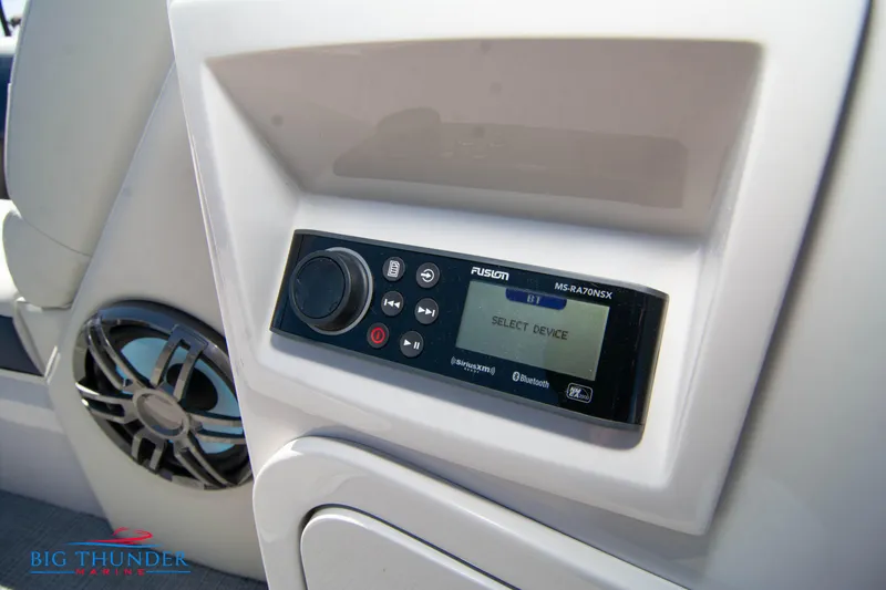 Slide: The Image of 2023 Crest Caribbean LX 250 SLC boat audio system with Fusion stereo and speaker. - 9