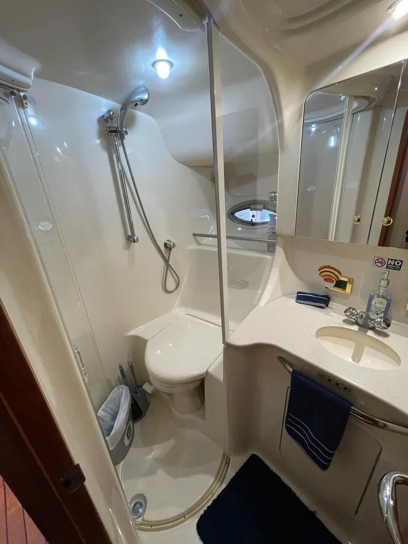 Slide: The Image of Bathroom interior of a 2000 Sea Ray 450 Express Bridge yacht. - 12