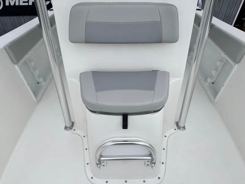 Slide: The Image of 2024 KenCraft 21 Center Console boat seating and console area. - 17