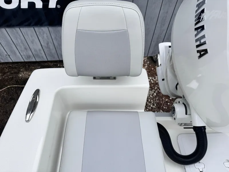 Slide: The Image of 2024 KenCraft 21 Center Console boat seat and Yamaha engine. - 6