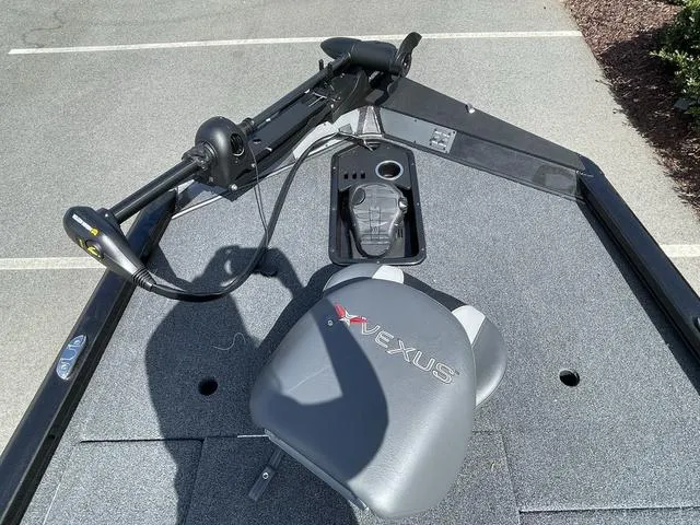 Slide: The Image of 2023 Vexus AVX181 boat deck with trolling motor and seat. - 9