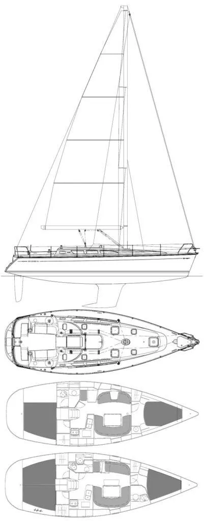 Slide: The Image of Jeanneau Sun Odyssey 40.3 2005 sailboat layout and side view. - 21